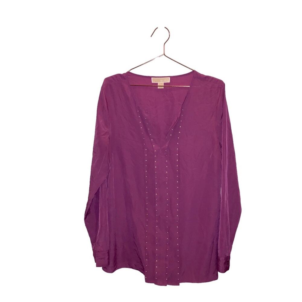 Michael Kors gold studded blouse beautiful v neck size 14